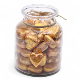 50x Large Decor Wood Hearts -  Lavender Gold (50) - in Display Jar