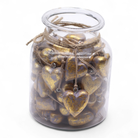 50x Large Decor Wood Hearts - Victorian Flower (50) - in Display Jar