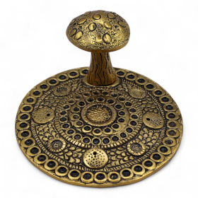 2x Mushroom Plate  - Brass Effect - Incense Holder