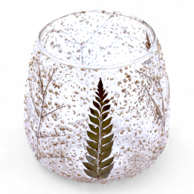 4x Natural Floral Glass - Straight Candle Holder -  Pino - (10x9cm)