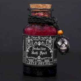 4x Ancient Witch Bath Spell Potion & Amethyst Crystal Amulet - Seduction