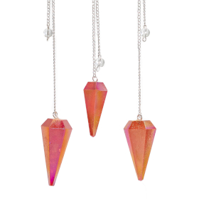 3x Six Sided Pendulum - Aurora Crystal Peach - 4cm