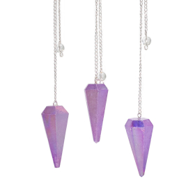 3x Six Sided Pendulum - Aurora Crystal Purple - 4cm