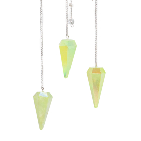 3x Six Sided Pendulum - Aurora Crystal Pale Green - 4cm