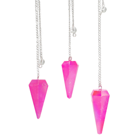 3x Six Sided Pendulum - Aurora Crystal Pink - 4cm