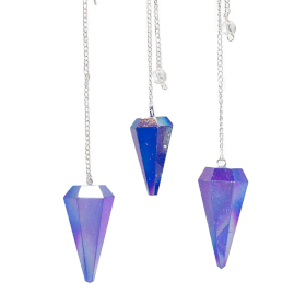 3x Six Sided Pendulum - Aurora Crystal Blue - 4cm