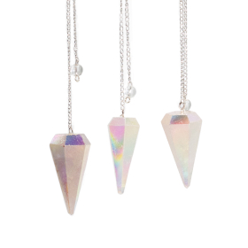 3x Six Sided Pendulum - Aurora Crysta Angel White - 4cm