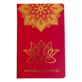 Red & Gold Wellbeing Journal - 120 pages - Mandala & Lotus Flower