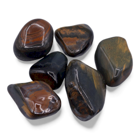 6x African Gemstone Tigers Eye - Blue - Size 8 - 30mm (KG)