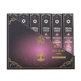 12x Rose Quartz Crystal Scents Smudge Incense - Rose