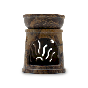 Small Soapstone Oil Burner 8cm - Sun & Stars