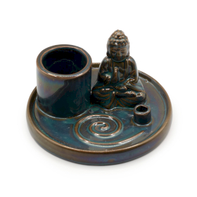 Buddha Incense Plate - Ceramic Blue