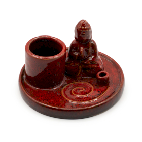 Buddha Incense Plate - Ceramic Soft Red