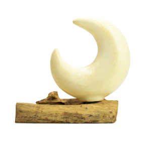 DriftGlow Lamp Crackle Half Moon Shade - Yellow