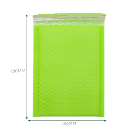 20x Green Poly Bubble Envelope (180x230+40mm)