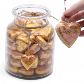 50x Large Decor Wood Hearts -  Lavender Gold - in Display Jar