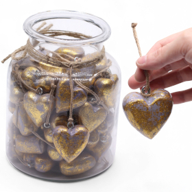 50x Large Decor Wood Hearts - Rose Gold - in Display Jar