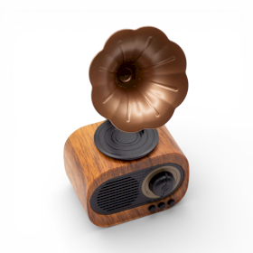 Retro Mini Gramophone Speaker - Bluetooth & FM Radio