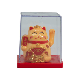Mini Solar Powered Money Cat in Box - Yellow