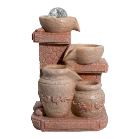 Tabletop Water Feature -19x14x27cm - Cascading Pots Mediterranean Style