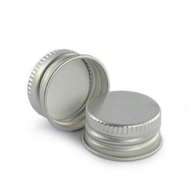 50x Cap for Glass Dropper Bottle 18mm (for 5ml & 100ml) - Aluminum Silver