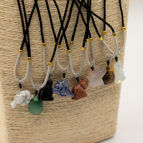 8x Cord necklace Gemstone Pendants - Animals Collection (assorted)