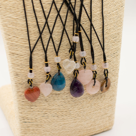 8x Cord necklace Gemstone Pendants - Hearts Etc Collection (assorted)