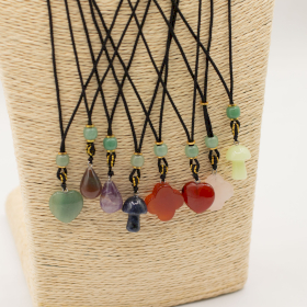 8x Cord necklace Gemstone Pendants - Botanical Collection (assorted)