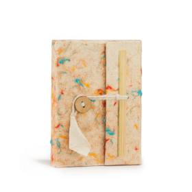 Mini Lokta Mixed Colour Cotton Notebook (12x8cm) 40 leafs