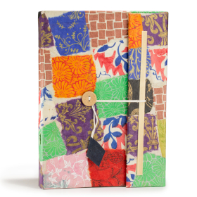 Lrg Lokta Patchwork Notebook (21x15cm) - 45 leafs - inc bookmark - Multi Colour