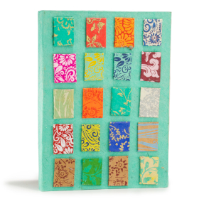 Lrg Lokta Mini Tiles Notebook (21x15cm) - 45 leafs - inc bookmark - Teal