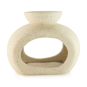 3x Ceramic Zen Oil Burner - Oval Pebble - Speckled Off-White
