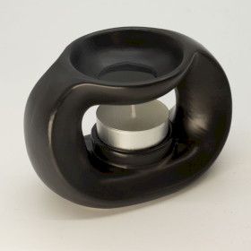 3x Ceramic Zen Oil Burner - Oval Pebble  - Matt Black