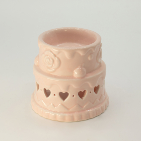 3x Ceramic Cake Oil Burner - Hearts - Pink