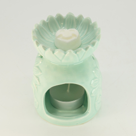 3x Ceramic Sunflower Oil Burner - Pastel Green