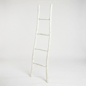 2x Large Kemu Wood Ladder - 1.5m - Whitewash - Japan Style