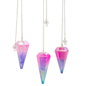 3x Six Sided Pendulum - Aurora Crystal Pink and Blue