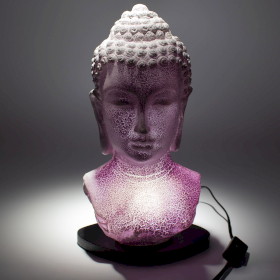 Buddha Bust Lamp Lavender Crackle - Oval Stand