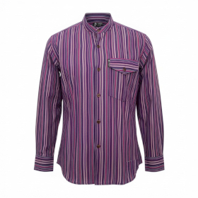 Med - Nomad Sari Grandad Shirt - Black Purple