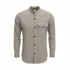 Med - Nomad Sari Grandad Shirt - Grey Stone