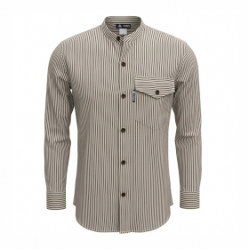 Large - Nomad Sari Grandad Shirt - Grey Stone