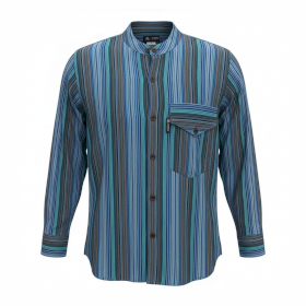 Large - Nomad Sari Grandad Shirt - Turquoise