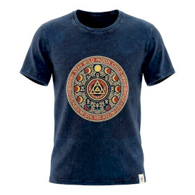 Large Stone Washed T-Shirt - Stay Wild Moon Child - Blue