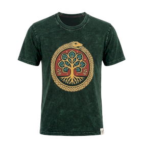Small Stone Washed T-Shirt - Tree of Life - Green