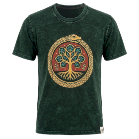 XLarge Stone Washed T-Shirt - Tree of Life - Green