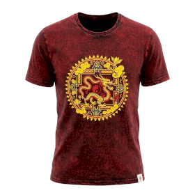 Medium Stone Washed T-Shirt - Dragon Mandala - Maroon