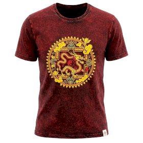 XLarge Stone Washed T-Shirt - Dragon Mandala - Maroon