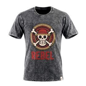 Small Stone Washed T-Shirt - Rebel - Chacoal