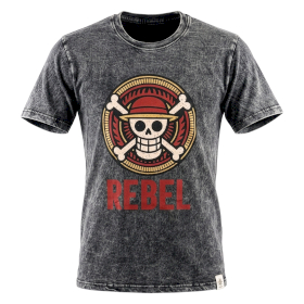 Large Stone Washed T-Shirt - Rebel - Charcoal
