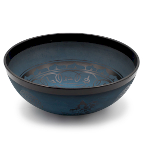 Lrg Aluminum Singing Bowl - Tibetan Double Dorji Design - Blue (27cm)